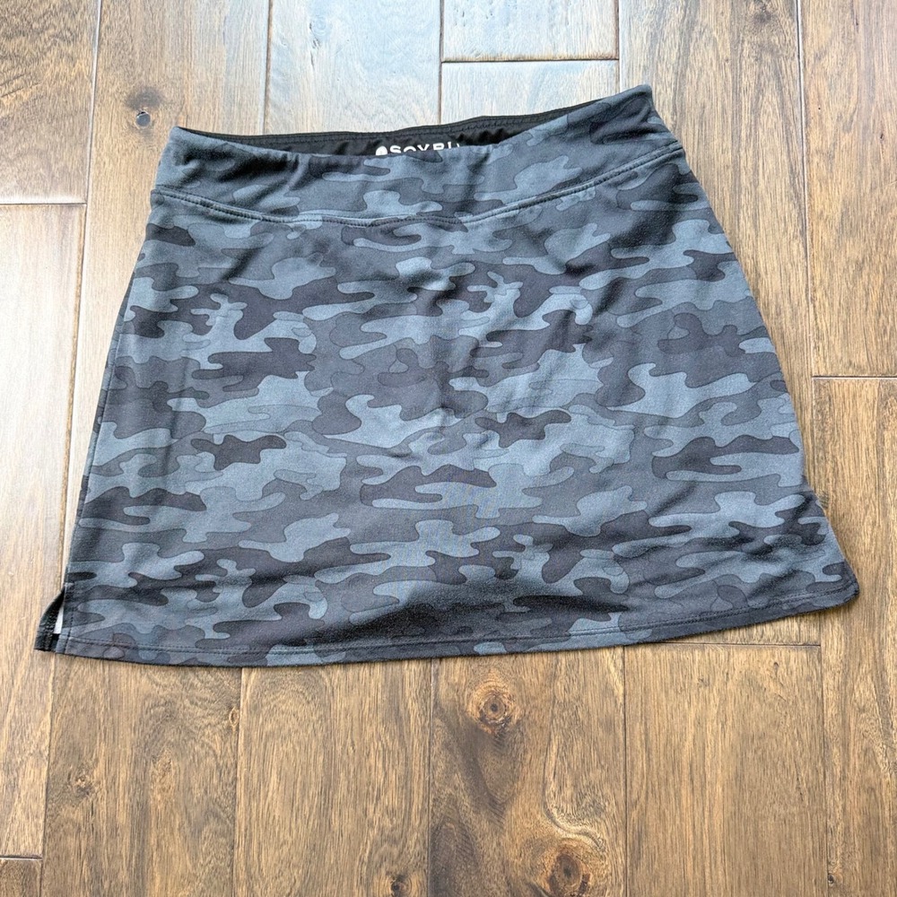 Soybu Sport Skort Women Size S Grey Camo Excellent Activewear Built-in Shorts
